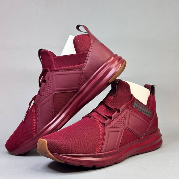 PUMA Enzo Premium Mesh Men’s Sneakers Size 14 Burgundy Red Brand NEW - Picture 1 of 12